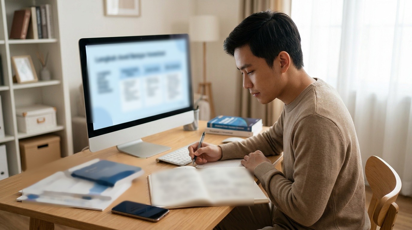 Persona tomando apuntes sobre planificación financiera